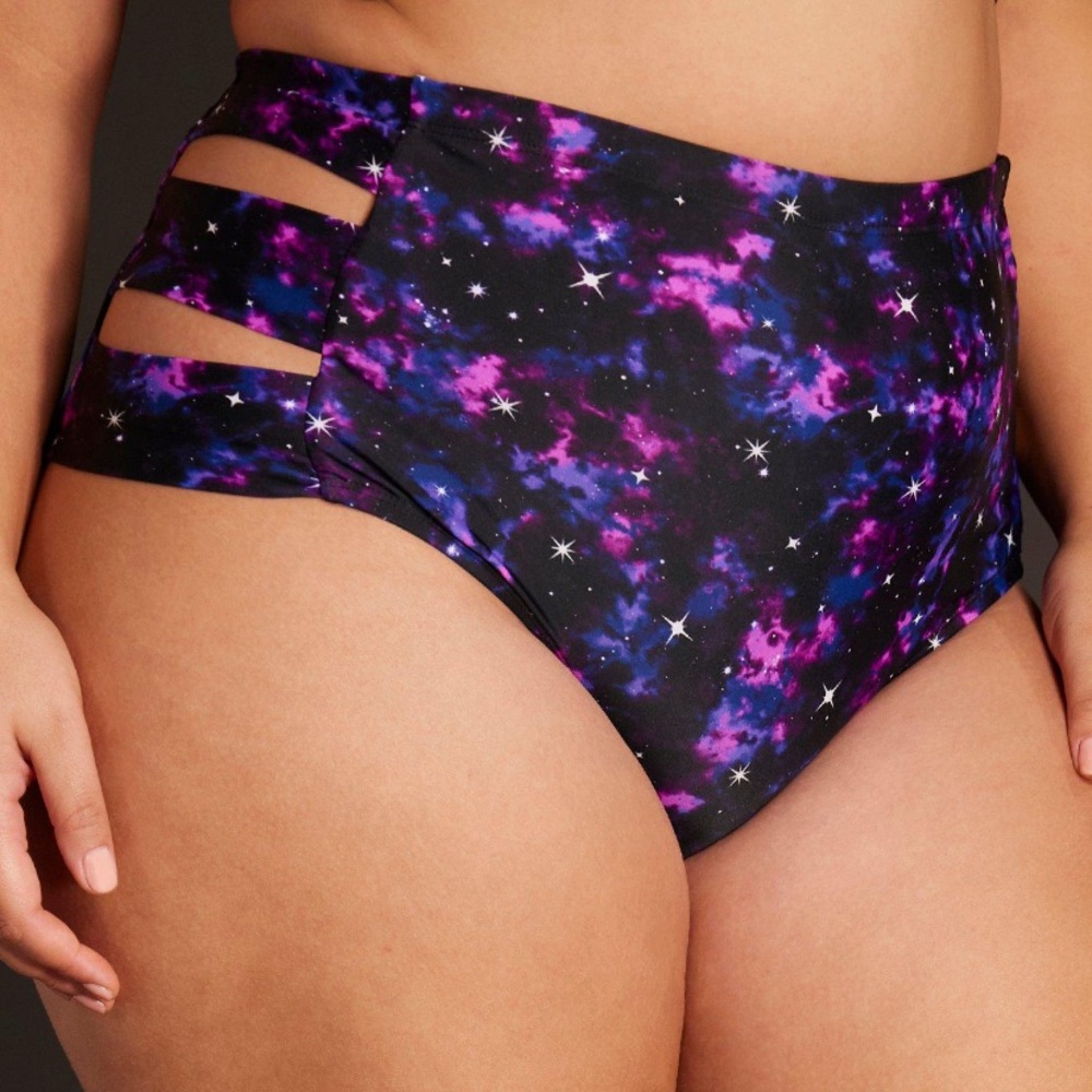 Pink Purple Galaxy Wrap Swim Bottoms Plus Size Hot‎ Topic